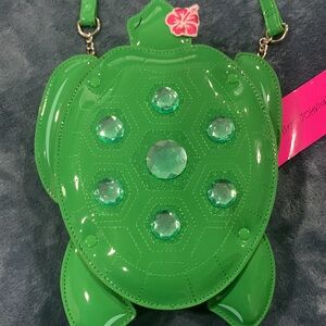Green Crossbody Rhinestone Turtle Purse